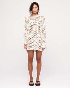 Crochet Knit Tunic Dress - Coconut