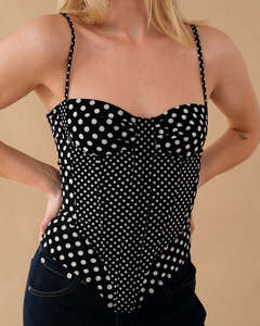 Deville Corset - Black Small & Large Dot