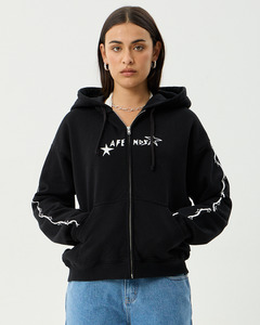 Womens Sweats Knitwear: Terra - Recycled Zip Hood - Black