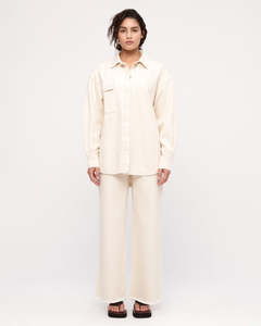 Organic Denim Shirt Jacket - Coconut
