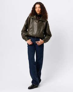 Womens Jackets Coats: Saxon Oversized Bomber - Olive