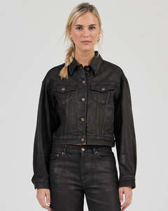 Cropped Denim Jacket Espresso Coated - Espresso
