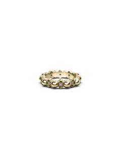 Darkness and Light Ball Chain Ring Clear Quartz / 18K Gold Plated