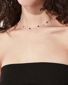 Womens Jewellery: Love Claw Infinity Chain Necklace - Sterling Silver / Onyx