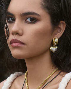 Womens Jewellery: Elena Earrings - Gold Pearl