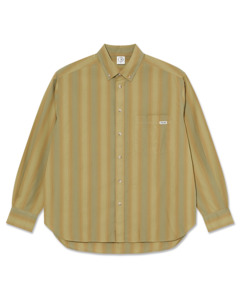 Mens Shirts: Ben Long Sleeve Shirt - Green Stripe