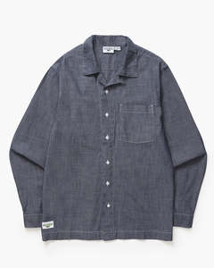 Mens Shirts: Chambray Resort Shirt - Dark Blue