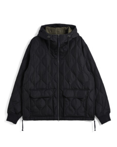 Mens Hoodies Sweats Knitwear: Military W-Zip Down Hoodie - Black