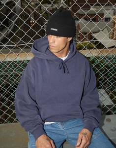Mens Hoodies Sweats Knitwear: Genesis Boxy Hoodie - Washed Deep Sea