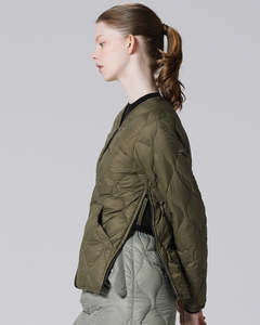 Mens Jackets Coats: Military V-Neck W-Zip Down Jacket - D.Olive