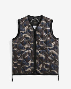 Mens Jackets Coats: Military V-Neck W-Zip Down Vest - Paint Camo