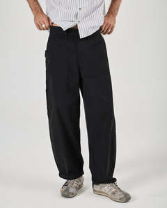 Mens Jeans: Ezy Barrel Work Canvas Roll Pants - Black