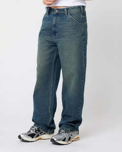 Mens Jeans: A5 Erik Baggy Denim Jeans Dark Blue - Dark Blue