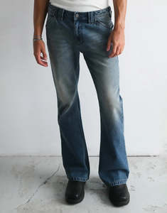 Mens Jeans: A4 Flare Kendrick Denim Jeans - Washed Blue