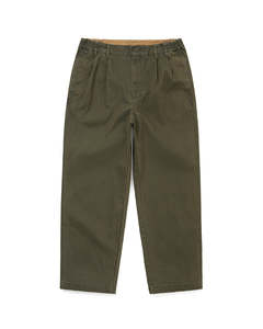 Mens Pants: Double Pleated Wide Pant - Dark Olive