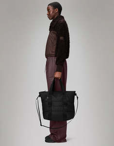Mens Bags Wallets: Puffer Mix Tote Bag Mini W3 - Black