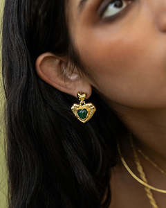 Mountain And Moon: Suri Earrings - Gold Green Aventurine