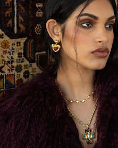 Mountain And Moon: Suri Earrings - Gold Carnelian