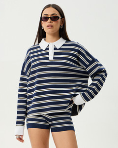 Delta - Recycled Knit Shirt - Navy Stripe