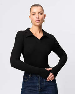 Mossman: Florence Polo Top - Black