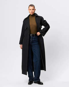 Mossman: Franklin Trench Coat - Black