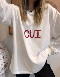 Luna Lane: Frenchie Long Sleeve T-Shirt - White