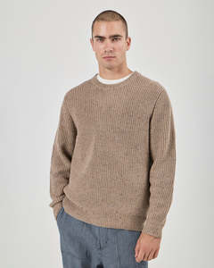 Rollas: Fishermans Tweed Crew Knit - Linseed