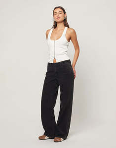99 Heidi Low Baggy Jeans - Washed Black
