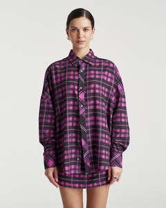 Plaid Long Sleeve Shirt - Azalea Plaid