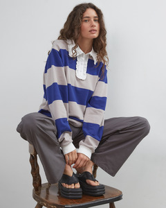 Ocean Frill Polo - Navy/Grey/White