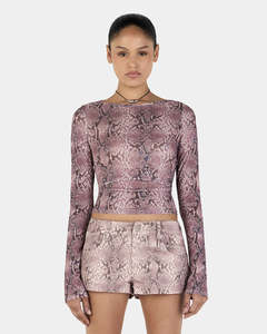 Sade Long Sleeve Top - Mauve Snake