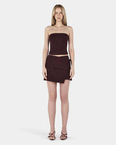 Ownley: Ivy Wrap Skirt - Cherry Choc Stripe