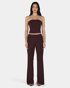 Ownley: Yolanda Suit Pant - Cherry Choc Stripe