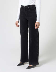 Nobody Denim: Mila Wide Leg Jeans - Shadow Black