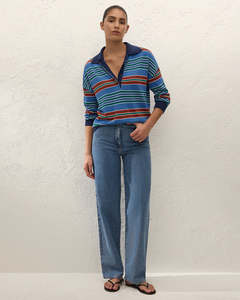 Harlow Oversized Polo - Juan Stripe