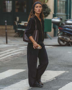 Womens Bottoms: Aj Velour Trackpant - Noir