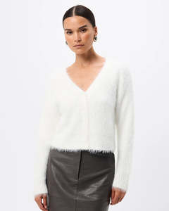 Womens Sweats Knitwear: Addison Cardigan - White