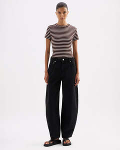 Organic Stripe Baby Tee - Choc Stripe