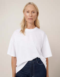 Womens Tops: Oversized Boxy T-Shirt - White