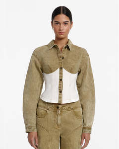 Bodicia Shirt Jacket - Mossgold Splice