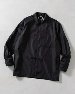 Mens Shirts: Non Down Military Button Slit Shirt Long Sleeve - Black