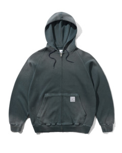 Faded Waffle Zip-Thru Hood - Washed Black