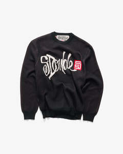 Mens Hoodies Sweats Knitwear: Brush Knit Sweater - Black