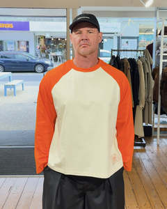 Crew Raglan Jersey - Cream/Orange