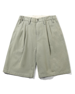 Mens Shorts: Pleated Shorts - Washed Fatigue