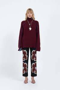 Arthur Apparel: Arthur Apparel Oversized Stitch Sweater - Maroon