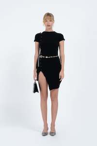 Arthur Apparel: Arthur Apparel Asymmetric Button Dress - Black
