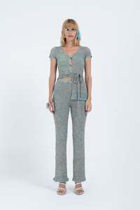 Arthur Apparel: Arthur Apparel Rib Knit Pant - Blue