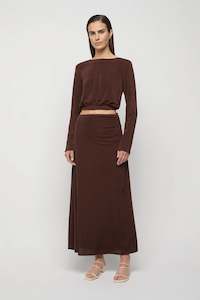 Friend Of Audrey: Friend of Audrey Wiltshire Jersey Tie Top - Dark Coffee