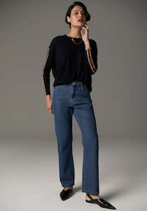 Pol: Pol Bennet Drape Back Knit - Ink/Tobacco/Pink